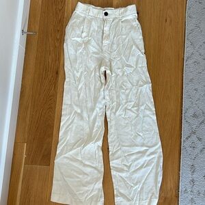 Zara Cream Wide-Leg Cropped Pants (Wrinkled but Unworn)